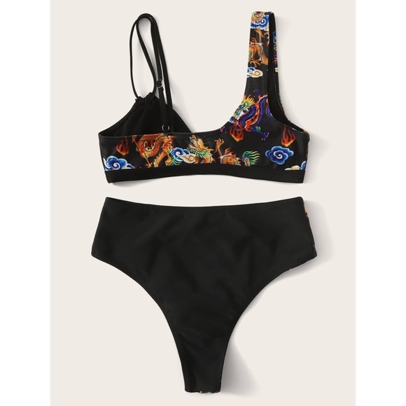 Shein Chinese Dragon Print Bikini Swimsuit sz S - Picture 5 of 9